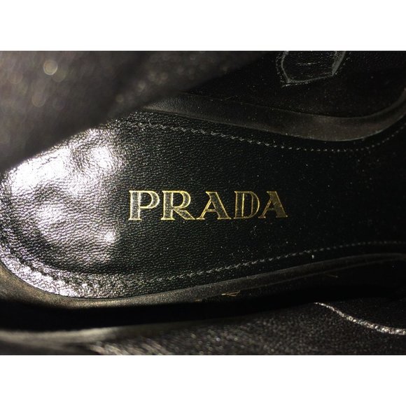 Prada Black Suede Ankle Boots Side Zip - Size 38.5 - Picture 9 of 10